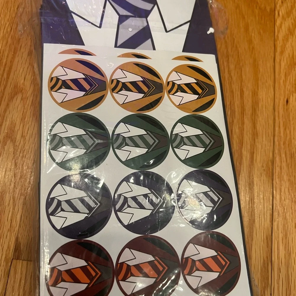Green and Black Striped Tie with Crest Harry Potter favor bags and stickers
